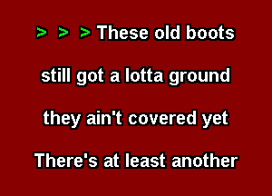 .3 r t' These old boots

still got a lotta ground

they ain't covered yet

There's at least another