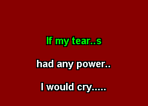 If my tear..s

had any power..

I would cry .....