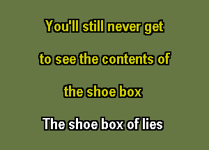 You'll still never get

to see the contents of
the shoe box

The shoe box of lies