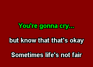 You're gonna cry...

but know that that's okay

Sometimes life's not fair