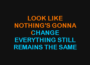 LOOK LIKE
NOTHING'S GONNA
CHANGE
EVERYTHING STILL
REMAINS THESAME