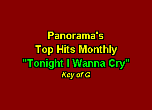 Panorama's
Top Hits Monthly

Tonight I Wanna Cry
Kcy ofG