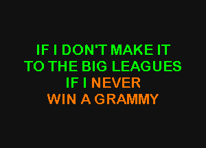 IF I DON'T MAKE IT
TO THE BIG LEAGUES

IF I NEVER
WIN AGRAMMY