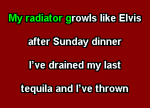 My radiator growls like Elvis

after Sunday dinner

We drained my last

tequila and We thrown