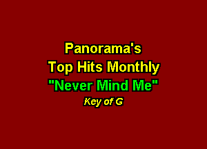 Panorama's
Top Hits Monthly

Never Mind Me
Kcy ofG