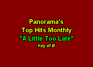 Panorama's
Top Hits Monthly

A Little Too Late
Key ofB