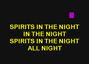 SPIRITS IN THE NIGHT

INTHENIGHT
SPIRITS IN THE NIGHT
ALLNIGHT