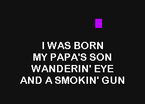 IWAS BORN

MY PAPA'S SON
WANDERIN' EYE
AND ASMOKIN' GUN