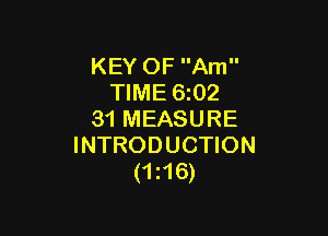 KEY OF Am
TIME 6z02

31 MEASURE
INTRODUCTION
(me)