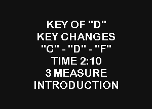 KEYOFD
KEYCHANGES
IICII - IIDII - IIFII

WMEZHO
3MEASURE
INTRODUCHON