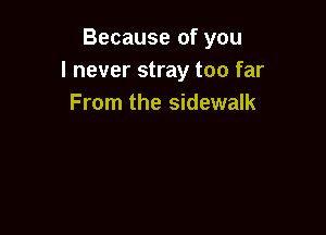 Because of you
I never stray too far
From the sidewalk