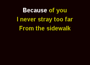 Because of you
I never stray too far
From the sidewalk