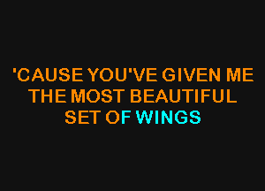 'CAUSE YOU'VE GIVEN ME
THE MOST BEAUTIFUL
SET OF WINGS