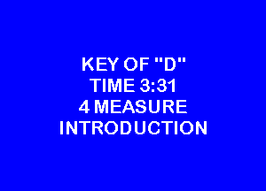 KEY OF D
TIME 3z31

4MEASURE
INTRODUCTION