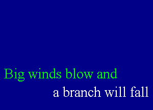 Big Winds blow and
a branch will fall