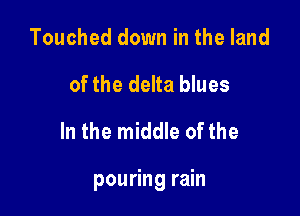 Touched down in the land
of the delta blues
In the middle of the

pouring rain