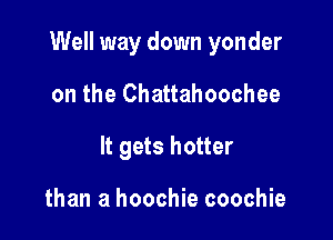Well way down yonder

on the Chattahoochee
It gets hotter

than a hoochie coochie