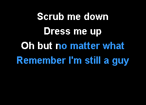 Scrub me down
Dress me up
Oh but no matter what

Remember I'm still a guy