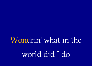 Wondrin' What in the

world did I do