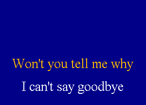 Won't you tell me why

Ican't say goodbye