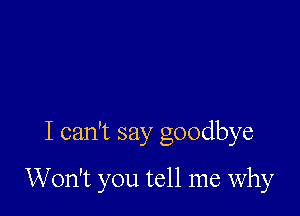 I can't say goodbye

Won't you tell me why