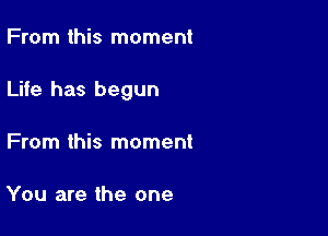 From this moment

Life has begun

From this moment

You are the one