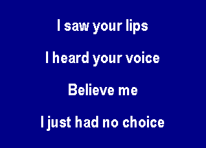I saw your lips

I heard your voice
Believe me

ljust had no choice