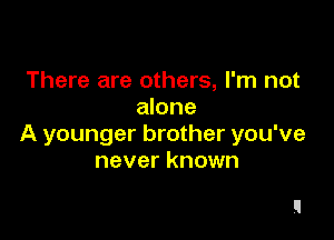 There are others, I'm not
alone

A younger brother you've
never known