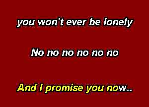 you won't ever be lonely

No no no no no no

And I promise you now..