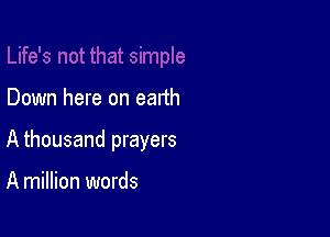 Down here on earth

A thousand prayers

A million words
