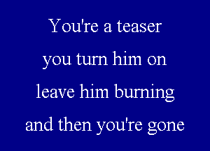 You're a teaser

you turn him on

leave him burning

and then you're gone