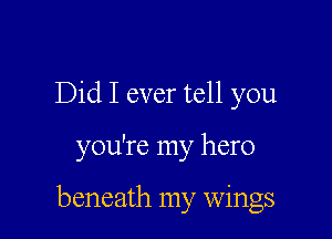 Did I ever tell you

you're my hero

beneath my wings