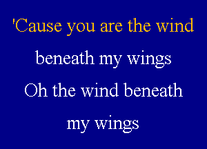 'Cause you are the wind
beneath my wings

Oh the wind beneath

my wings