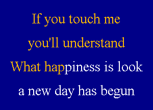 If you touch me
you'll understand
What happiness is look
a new day has begun