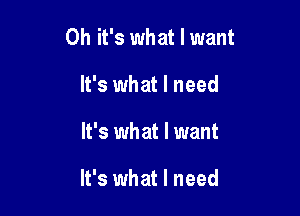 Oh it's what I want

It's what I need
It's what I want

It's what I need