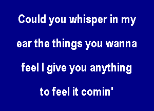 Could you whisper in my

ear the things you wanna

feel I give you anything

to feel it comin'