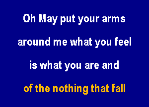 0h May put your arms
around me what you feel

is what you are and

of the nothing that fall