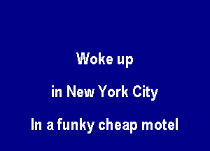 Woke up
in New York City

In a funky cheap motel