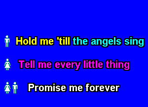 1'? Hold me 'till the angels sing

it

337'? Promise me forever