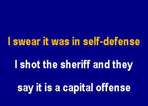 I swear it was in self-defense

lshot the sheriff and they

say it is a capital offense