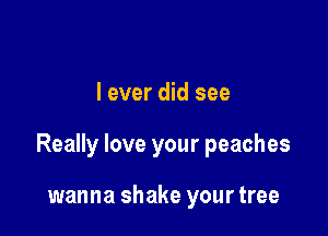 I ever did see

Really love your peaches

wanna shake your tree