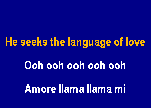 He seeks the language of love

Ooh ooh ooh ooh ooh

Amore llama llama mi