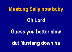 Mustang Sally now baby

Oh Lord
Guess you better slow

dat Mustang down ha