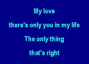 My love

there's only you in my life

The onlything

that's right