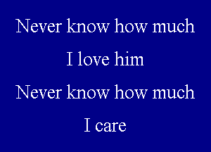 Never know how much

I love him

Never know how much

I care