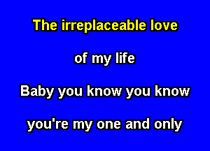 The irreplaceable love

of my life

Baby you know you know

you're my one and only