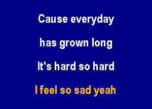 Cause everyday
has grown long

It's hard so hard

Ifeel so sad yeah