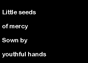 Little seeds

of mercy

Sown by

youthful hands
