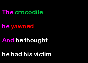 The crocodile

he yawned

And he thought

he had his victim