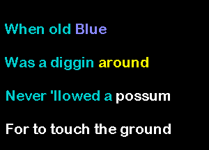 When old Blue
Was a diggin around

Never 'llowed a possum

For to touch the ground